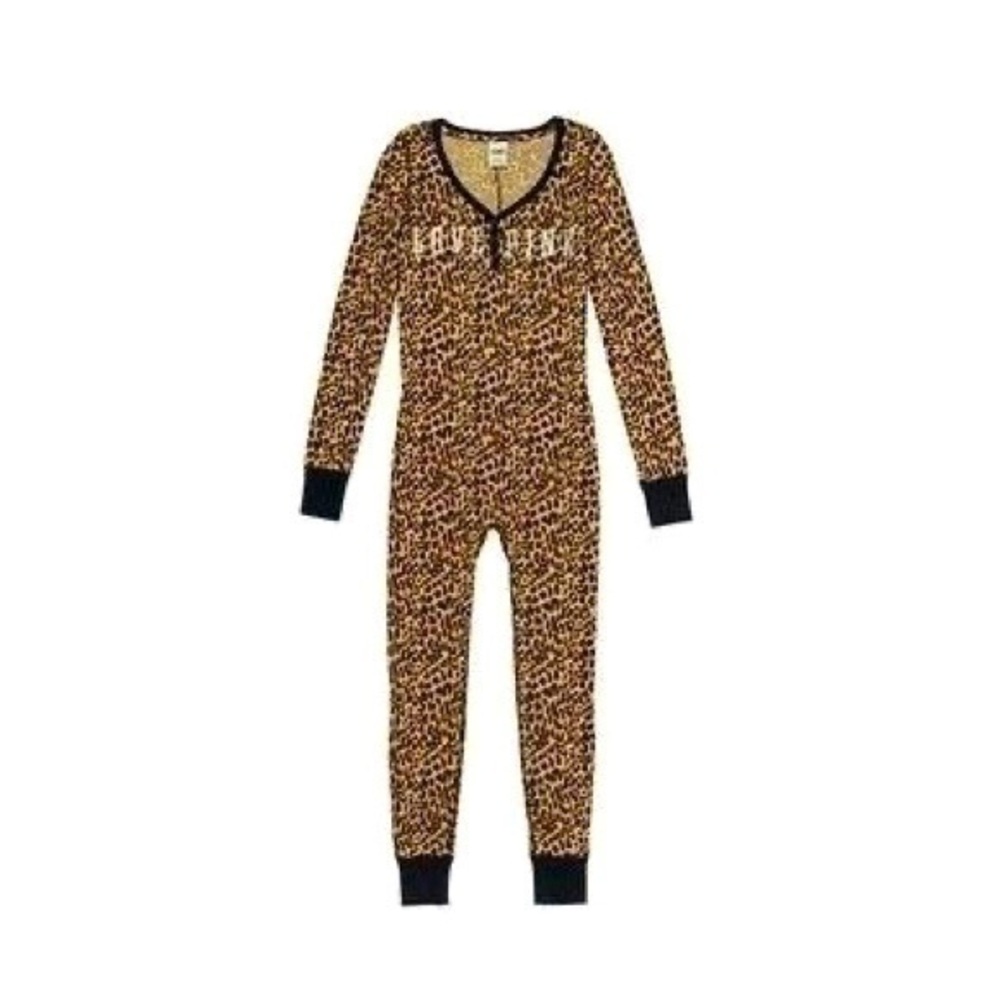 Victoria’s Secret VS LOVE PINK leopard print pajamas one piece gently preloved